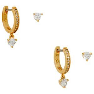 Kate Spade New York Earrings Tiny Twinkles Stud & Huggies Gold Set Women NEW